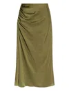 Theory Gathered Satin Midi Skirt