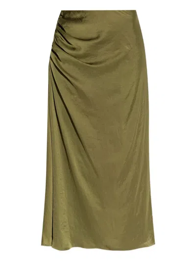 Theory Gathered Satin Midi Skirt