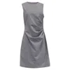 Theory Gathered Sheath Dress In Grey Virgin Wool In Gray