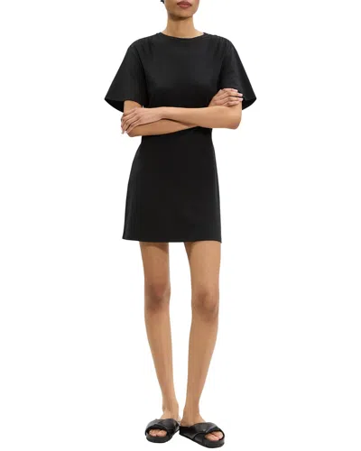 Theory Gathered Shoulder Dress In Black