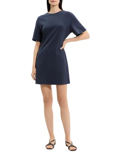 Theory Gathered Shoulder Dress In Blue