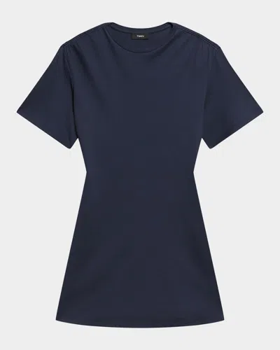 Theory Gathered Shoulder T-shirt Dress In Blue