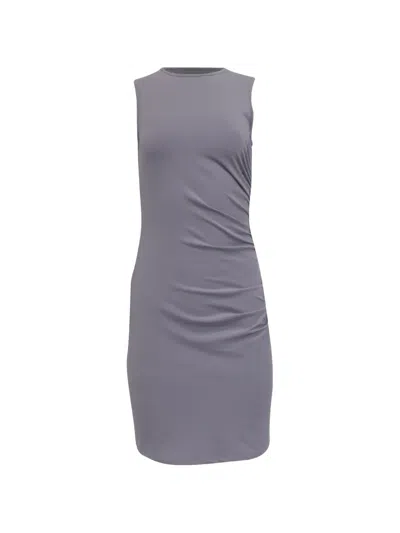 Pre-owned Theory Gathered Sleeveless Mini Dress In Gray
