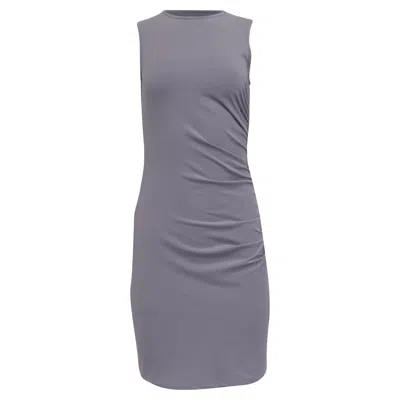 Theory Gathered Sleeveless Mini Dress In Grey Cotton In Gray