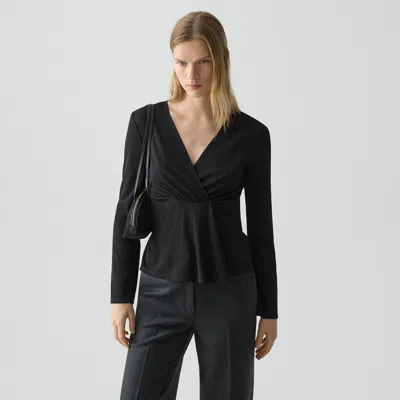 Theory Gathered Top In Crepe Jersey In Black