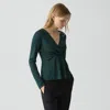 Theory Gathered Top In Crepe Jersey In Green