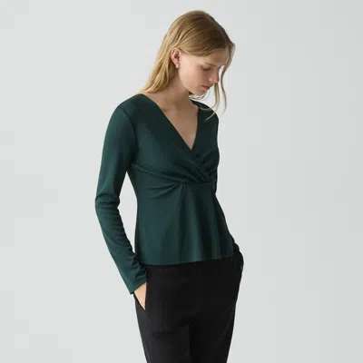 Theory Gathered Top In Crepe Jersey In Green