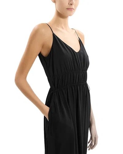 Theory Smocked Sleeveless Midi Dress In Black