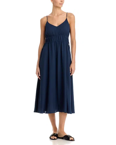 Theory Gathered V Tie Dress In Blue