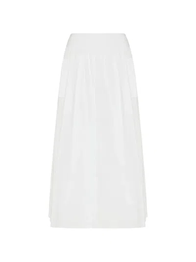 Theory Gathered-waist Midi Skirt In White