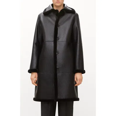 Theory Genuine Shearling Trench Coat In Black - 001
