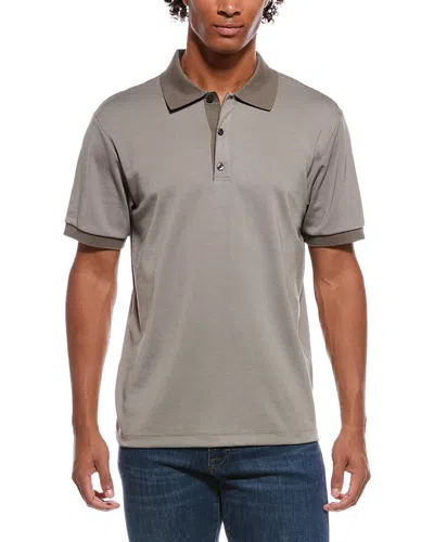 Theory Geo Modern Jacquard Polo Shirt In Gray
