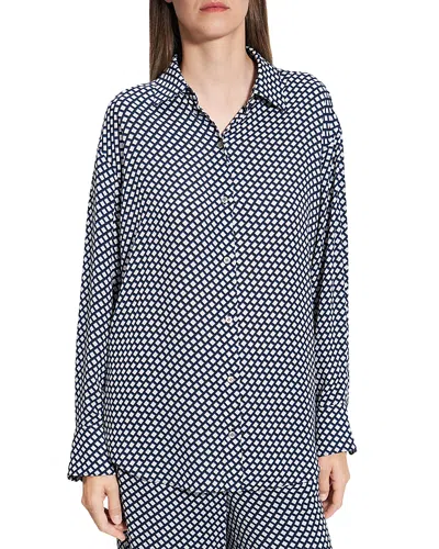 Theory Geo Print Boyfriend Shirt In Sapphire Multi