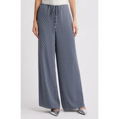 Theory Geo Print Wide Leg Pants In Sapphire Multi