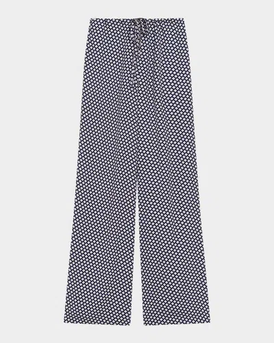 Theory Geometric Drawstring Pull-on Pants In Blue