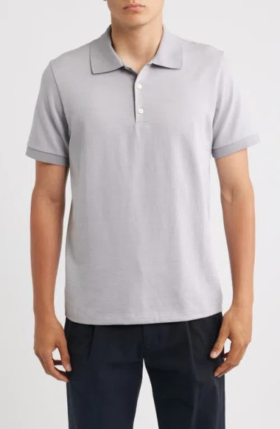 Theory Geometric Jacquard Cotton Polo In Black