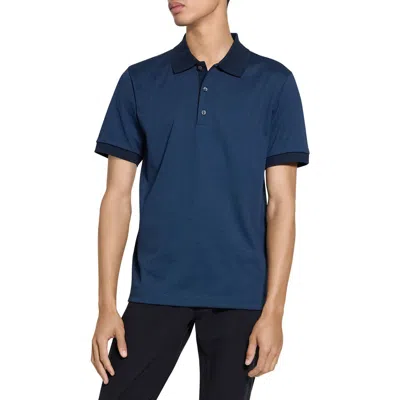 Theory Geo Modern Jacquard Polo Shirt In Blue