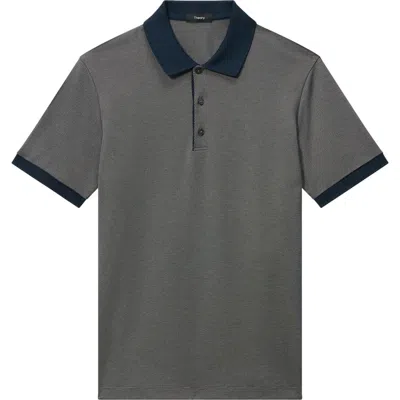 Theory Geometric Jacquard Polo In Baltic/earl Grey