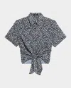 Theory Geometric Tie Front Button-up Shirt