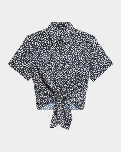 Theory Geometric Tie Front Button-up Shirt
