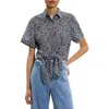 Theory Geometric Tie Front Button-up Shirt