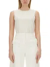 Theory Sleeveless Crewneck Top In Admiral Crepe