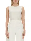 Theory Womens Rice Round-neck Sleeveless Crepe Top In Ivory
