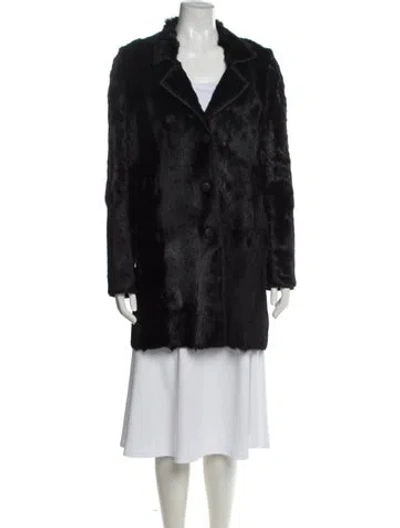 Pre-owned Theory Goat Fur Fur Coat In Black