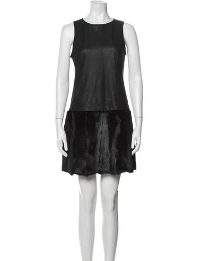 Pre-owned Theory Goat Fur Mini Dress In Black