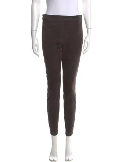 Pre-owned Theory Goat Leather Skinny Leg Pants In Brown
