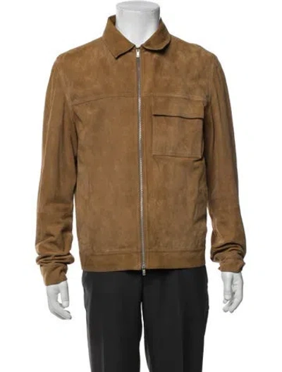 Pre-owned Theory Goat Leather Utility Jacket In Neutral