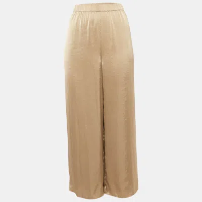 Theory Gold Sateen Straight Leg Pants In Brown