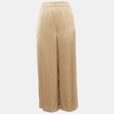 Pre-owned Theory Gold Sateen Straight Leg Pants L