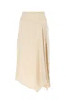 Theory High-waisted Draped Midi Skirt In Yellow
