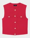 Theory Fitted Sleeveless Linen Vest In Chry