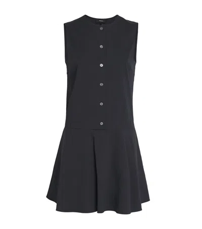 Theory Sleeveless Linen Blend Minidress In Black