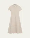 Theory Good Linen Short-sleeve Button-front Midi Shirt Dress In Straw
