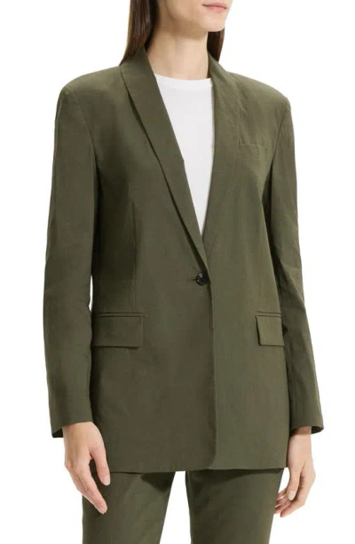 THEORY GOOD SHAWL COLLAR LINEN BLEND BLAZER