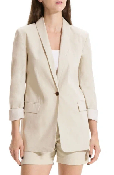 THEORY GOOD SHAWL COLLAR LINEN BLEND BLAZER