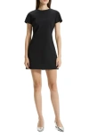 Theory Dolman-sleeve Tweed Canvas Mini Dress In Black