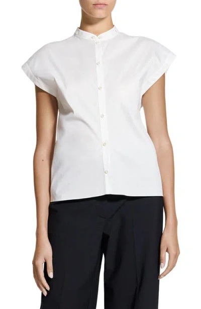 Theory Good Sleeveless Button-up Shirt In White