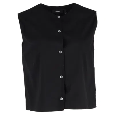 Theory Good Sleeveless Shirt In Black Cotton