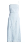Theory Strappy A-line Linen-blend Midi Dress In Skylight