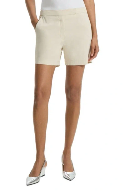 Theory Good Tab Waist Linen Blend Shorts In Straw