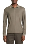 Theory Goris Long-sleeve Polo Shirt In Anemone Modal Jersey In Gray