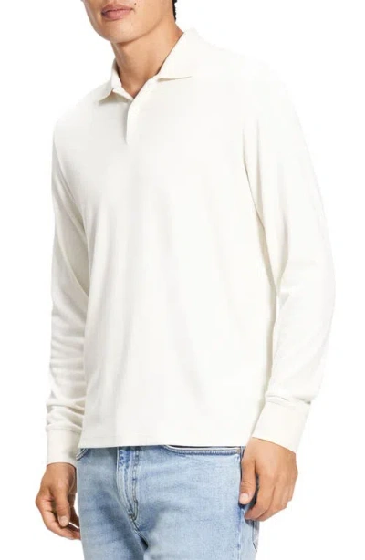 Theory Goris Anemone Milano Long Sleeve Polo In Winter White
