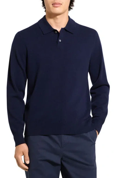 Theory Goris Cashmere Polo Sweater In Blue