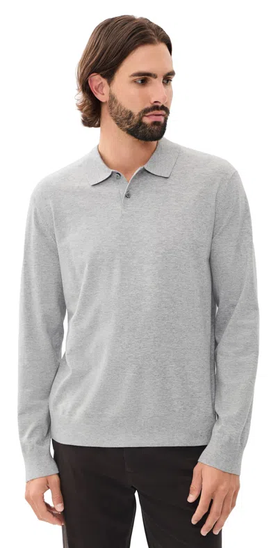 Theory Goris Light Bilen Polo Light Heather Grey In Gray