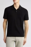 Theory Goris Lightweight Knit Polo Shirt In Black