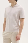 Theory Goris Lightweight Knit Polo Shirt In Sand Melange